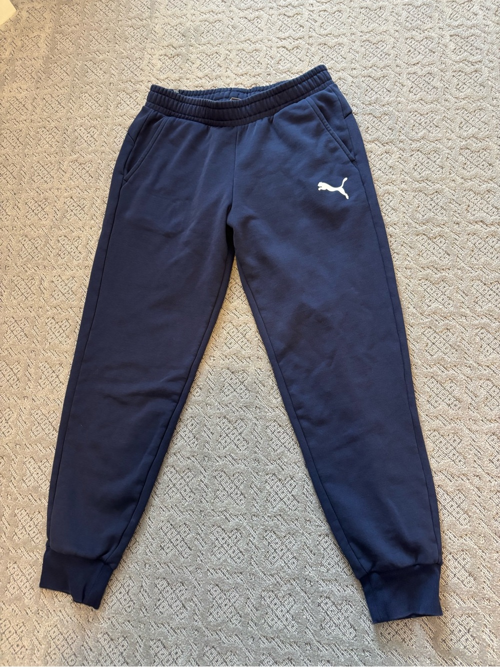 Puma Men's Navy Blue Jogger Sweatpants with White Logo